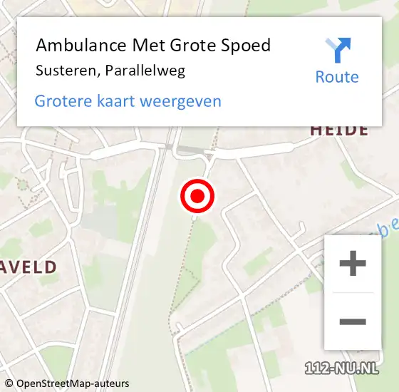 Locatie op kaart van de 112 melding: Ambulance Met Grote Spoed Naar Susteren, Parallelweg op 5 januari 2018 18:01