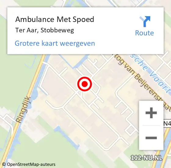 Locatie op kaart van de 112 melding: Ambulance Met Spoed Naar Ter Aar, Stobbeweg op 5 januari 2018 18:16
