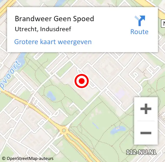 Locatie op kaart van de 112 melding: Brandweer Geen Spoed Naar Utrecht, Indusdreef op 5 januari 2018 18:32