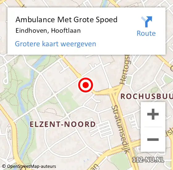 Locatie op kaart van de 112 melding: Ambulance Met Grote Spoed Naar Eindhoven, Hooftlaan op 5 januari 2018 18:32