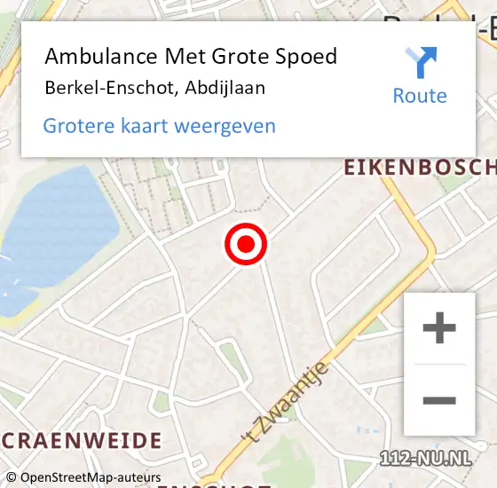 Locatie op kaart van de 112 melding: Ambulance Met Grote Spoed Naar Berkel-Enschot, Abdijlaan op 5 januari 2018 19:32