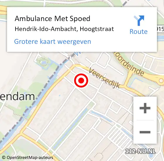 Locatie op kaart van de 112 melding: Ambulance Met Spoed Naar Hendrik-Ido-Ambacht, Hoogtstraat op 5 januari 2018 19:33