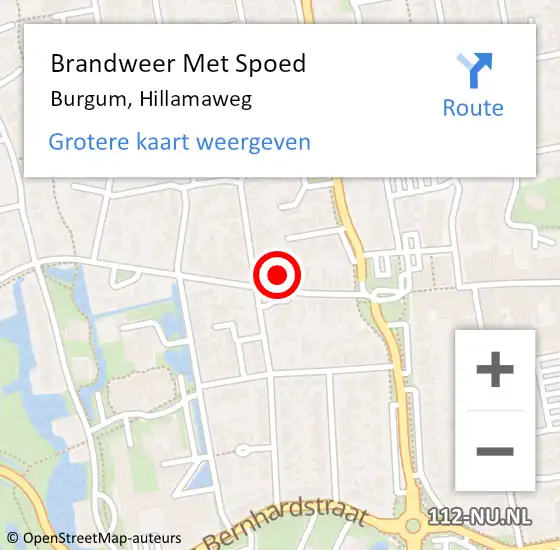 Locatie op kaart van de 112 melding: Brandweer Met Spoed Naar Burgum, Hillamaweg op 5 januari 2018 19:58