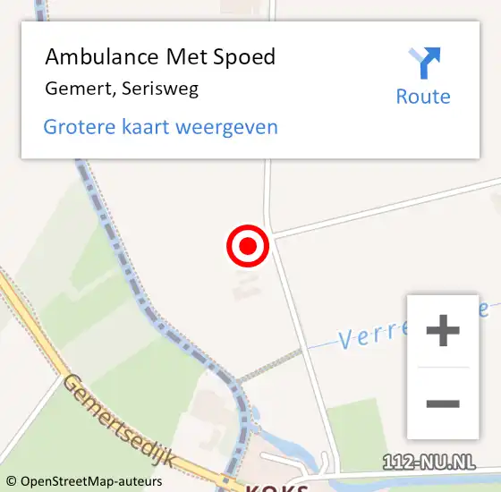 Locatie op kaart van de 112 melding: Ambulance Met Spoed Naar Gemert, Serisweg op 5 januari 2018 19:59