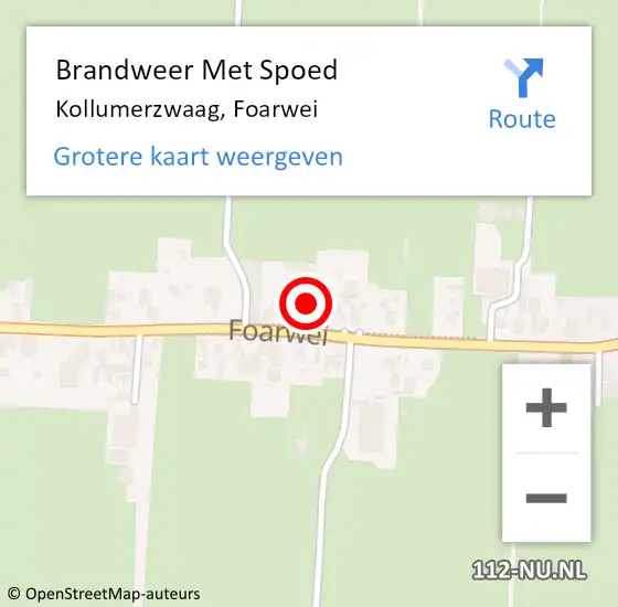 Locatie op kaart van de 112 melding: Brandweer Met Spoed Naar Kollumerzwaag, Foarwei op 5 januari 2018 20:04