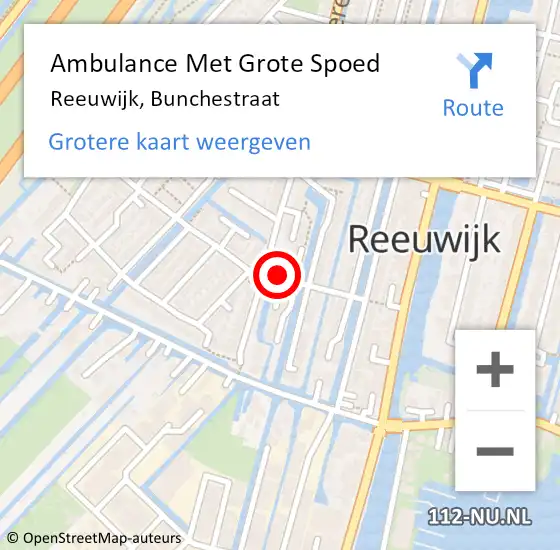 Locatie op kaart van de 112 melding: Ambulance Met Grote Spoed Naar Reeuwijk, Bunchestraat op 5 januari 2018 20:05