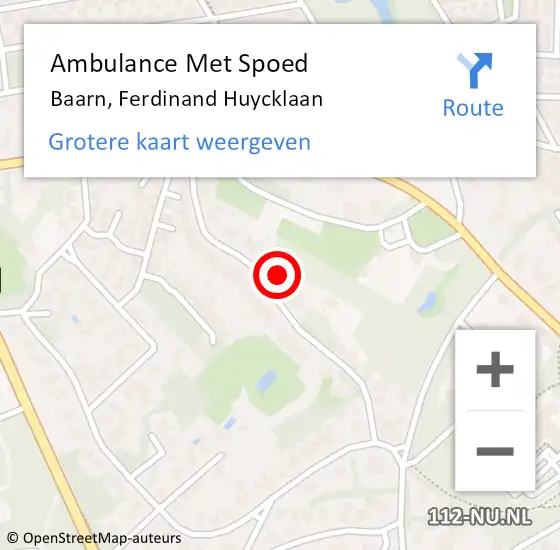 Locatie op kaart van de 112 melding: Ambulance Met Spoed Naar Baarn, Ferdinand Huycklaan op 5 januari 2018 20:22