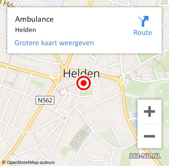 Locatie op kaart van de 112 melding: Ambulance Helden op 5 januari 2018 21:40