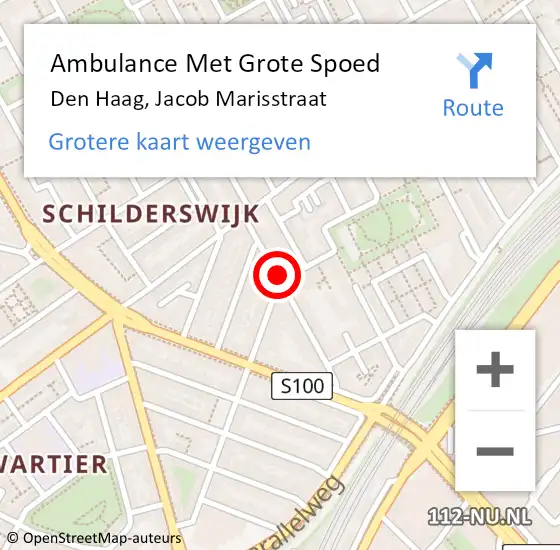 Locatie op kaart van de 112 melding: Ambulance Met Grote Spoed Naar Den Haag, Jacob Marisstraat op 5 januari 2018 21:43