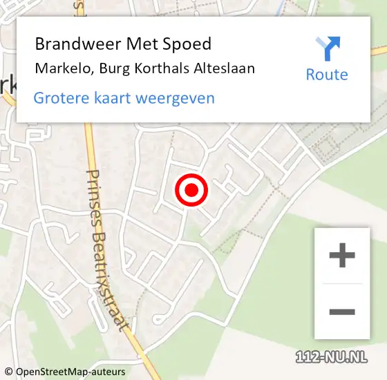 Locatie op kaart van de 112 melding: Brandweer Met Spoed Naar Markelo, Burg Korthals Alteslaan op 5 januari 2018 22:01