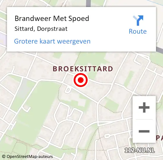Locatie op kaart van de 112 melding: Brandweer Met Spoed Naar Sittard, Dorpstraat op 5 januari 2018 22:35