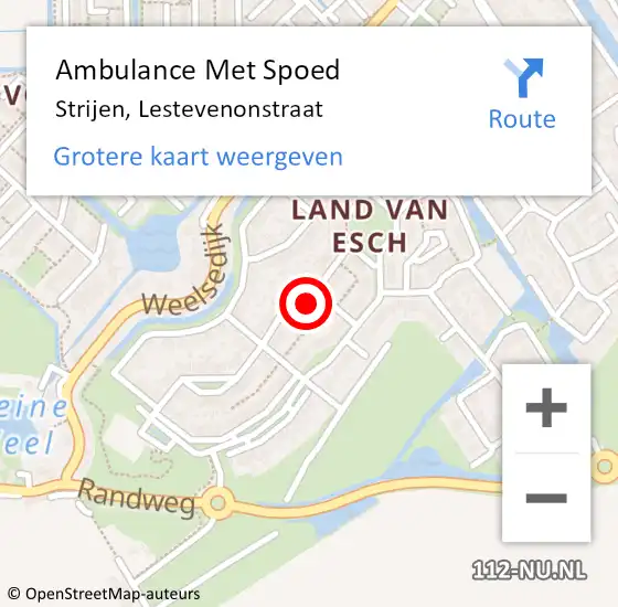 Locatie op kaart van de 112 melding: Ambulance Met Spoed Naar Strijen, Lestevenonstraat op 5 januari 2018 22:50