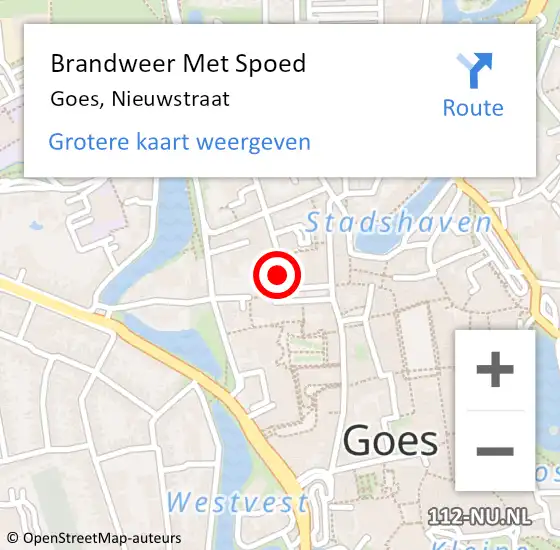 Locatie op kaart van de 112 melding: Brandweer Met Spoed Naar Goes, Nieuwstraat op 5 januari 2018 23:35