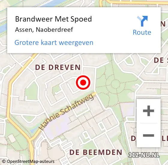 Locatie op kaart van de 112 melding: Brandweer Met Spoed Naar Assen, Naoberdreef op 6 januari 2018 00:11