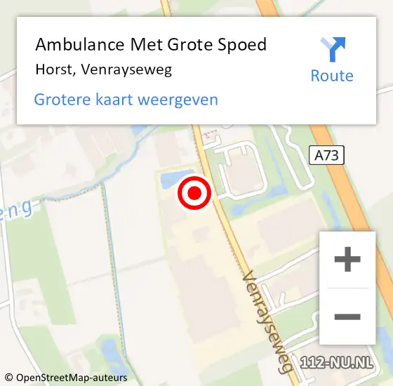 Locatie op kaart van de 112 melding: Ambulance Met Grote Spoed Naar Horst, Venrayseweg op 6 januari 2018 02:14