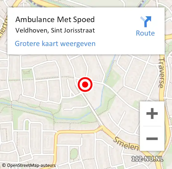 Locatie op kaart van de 112 melding: Ambulance Met Spoed Naar Veldhoven, Sint Jorisstraat op 6 januari 2018 02:30