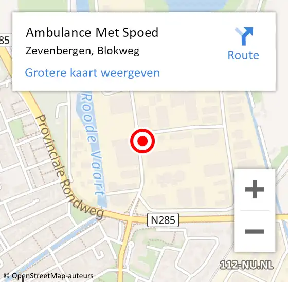 Locatie op kaart van de 112 melding: Ambulance Met Spoed Naar Zevenbergen, Blokweg op 6 januari 2018 02:54