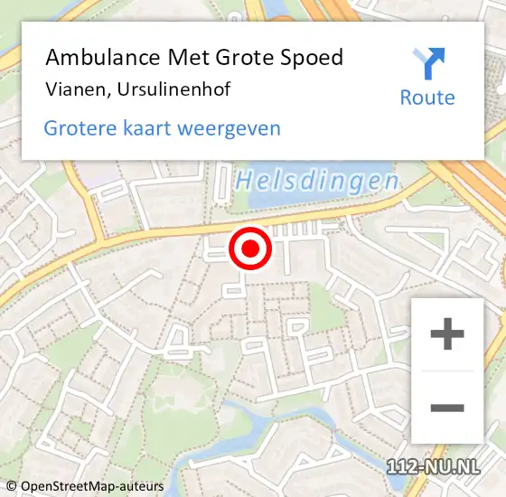 Locatie op kaart van de 112 melding: Ambulance Met Grote Spoed Naar Vianen, Ursulinenhof op 6 januari 2018 04:35