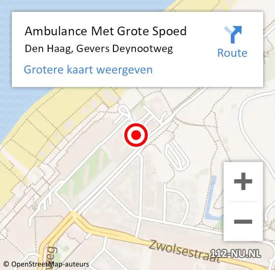 Locatie op kaart van de 112 melding: Ambulance Met Grote Spoed Naar Den Haag, Gevers Deynootweg op 6 januari 2018 04:40