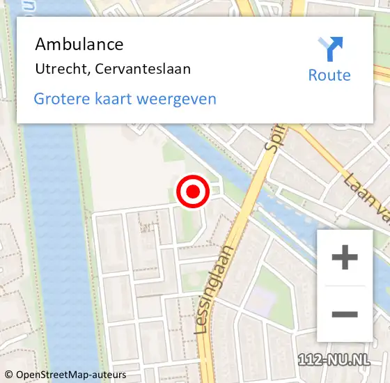 Locatie op kaart van de 112 melding: Ambulance Utrecht, Cervanteslaan op 6 januari 2018 05:20