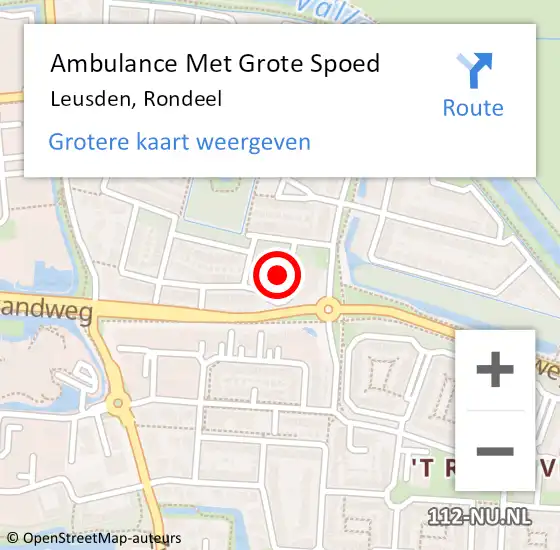 Locatie op kaart van de 112 melding: Ambulance Met Grote Spoed Naar Leusden, Rondeel op 6 januari 2018 06:24