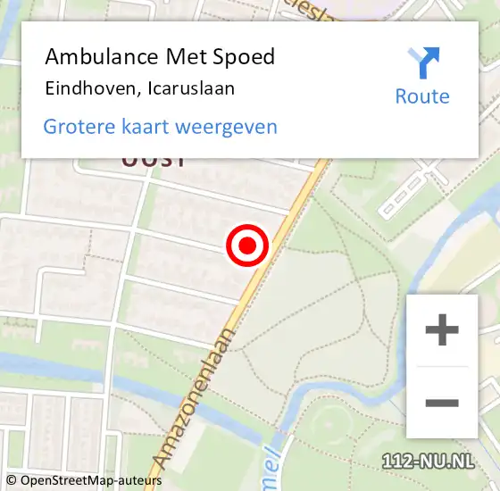 Locatie op kaart van de 112 melding: Ambulance Met Spoed Naar Eindhoven, Icaruslaan op 6 januari 2018 06:36