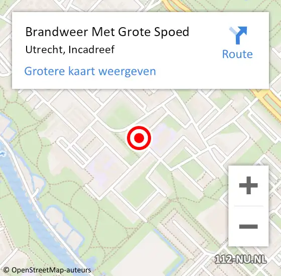 Locatie op kaart van de 112 melding: Brandweer Met Grote Spoed Naar Utrecht, Incadreef op 6 januari 2018 06:49