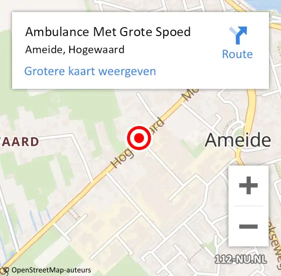 Locatie op kaart van de 112 melding: Ambulance Met Grote Spoed Naar Ameide, Hogewaard op 6 januari 2018 07:08
