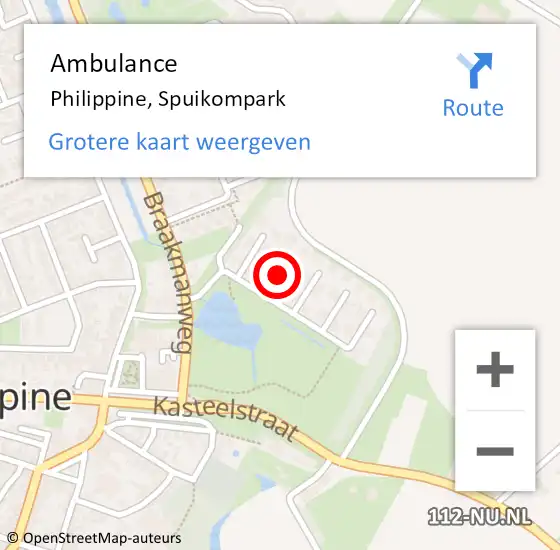 Locatie op kaart van de 112 melding: Ambulance Philippine, Spuikompark op 6 januari 2018 08:15