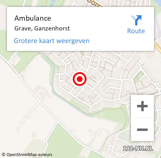 Locatie op kaart van de 112 melding: Ambulance Grave, Ganzenhorst op 6 januari 2018 09:19