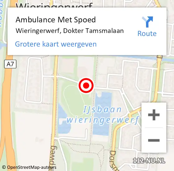 Locatie op kaart van de 112 melding: Ambulance Met Spoed Naar Wieringerwerf, Dokter Tamsmalaan op 6 januari 2018 09:25