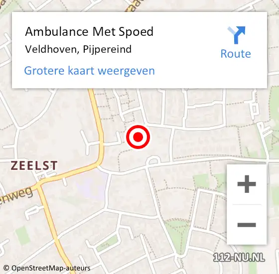 Locatie op kaart van de 112 melding: Ambulance Met Spoed Naar Veldhoven, Pijpereind op 6 januari 2018 09:41