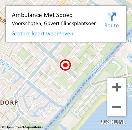 Locatie op kaart van de 112 melding: Ambulance Met Spoed Naar Voorschoten, Govert Flinckplantsoen op 6 januari 2018 09:43