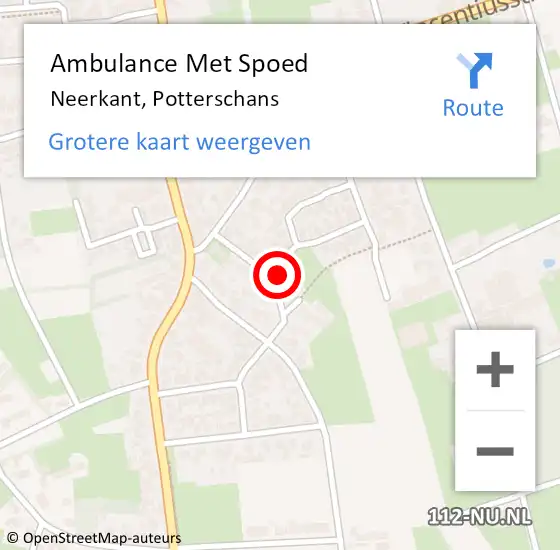 Locatie op kaart van de 112 melding: Ambulance Met Spoed Naar Neerkant, Potterschans op 6 januari 2018 10:11