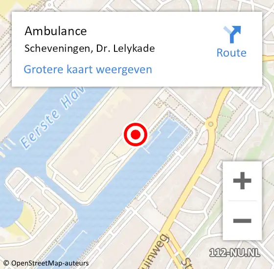 Locatie op kaart van de 112 melding: Ambulance Scheveningen, Dr. Lelykade op 6 januari 2018 10:25