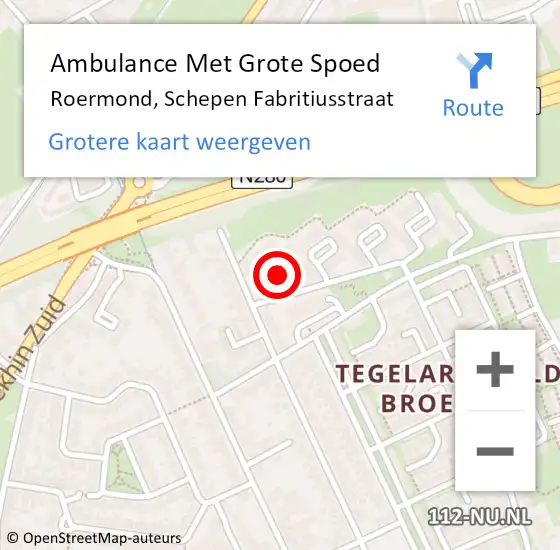 Locatie op kaart van de 112 melding: Ambulance Met Grote Spoed Naar Roermond, Schepen Fabritiusstraat op 6 januari 2018 10:28