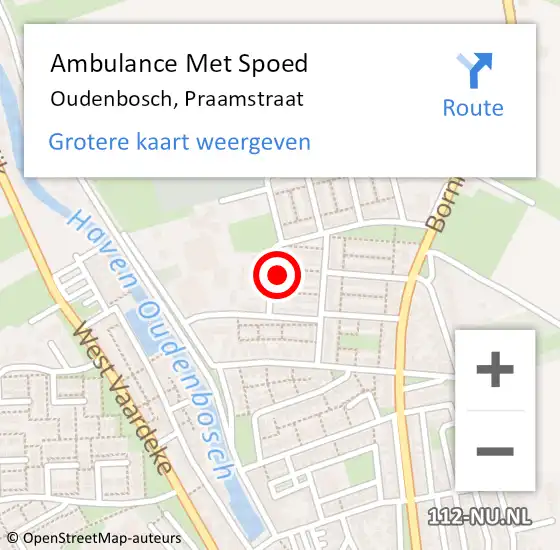 Locatie op kaart van de 112 melding: Ambulance Met Spoed Naar Oudenbosch, Praamstraat op 6 januari 2018 10:34