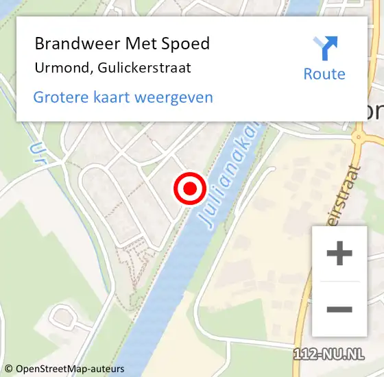 Locatie op kaart van de 112 melding: Brandweer Met Spoed Naar Urmond, Gulickerstraat op 6 januari 2018 10:40