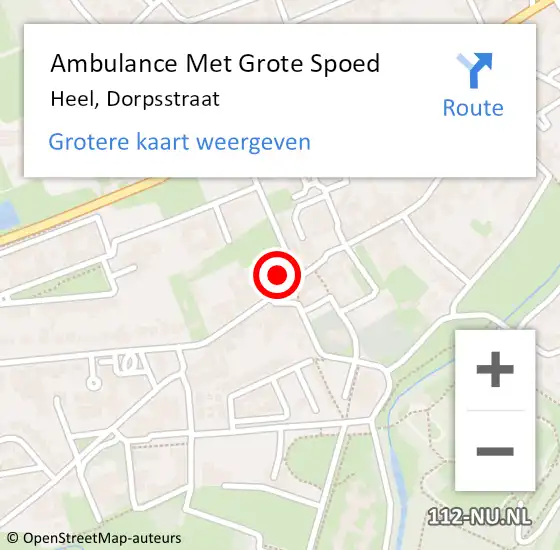 Locatie op kaart van de 112 melding: Ambulance Met Grote Spoed Naar Heel, Dorpsstraat op 6 januari 2018 10:58