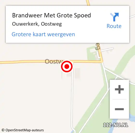 Locatie op kaart van de 112 melding: Brandweer Met Grote Spoed Naar Ouwerkerk, Oostweg op 12 februari 2014 11:35