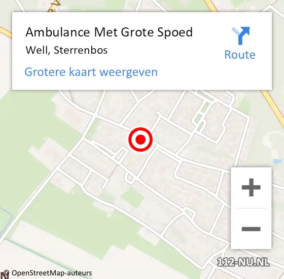 Locatie op kaart van de 112 melding: Ambulance Met Grote Spoed Naar Well, Sterrenbos op 6 januari 2018 12:26