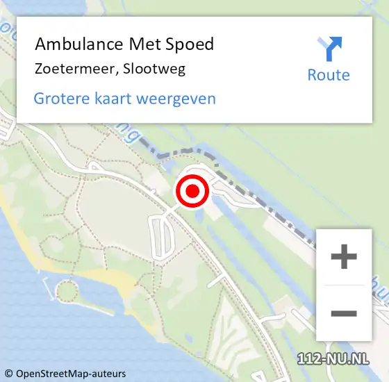 Locatie op kaart van de 112 melding: Ambulance Met Spoed Naar Zoetermeer, Slootweg op 6 januari 2018 12:29