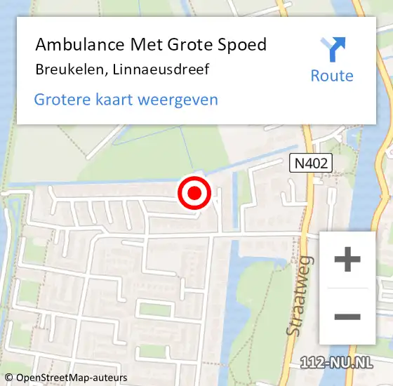 Locatie op kaart van de 112 melding: Ambulance Met Grote Spoed Naar Breukelen, Linnaeusdreef op 6 januari 2018 12:29