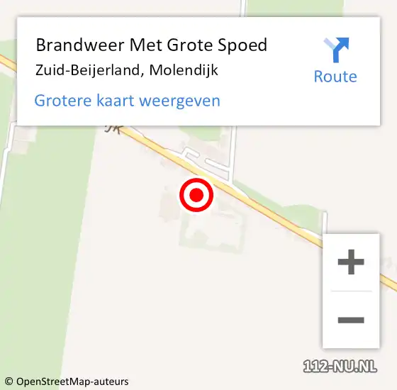 Locatie op kaart van de 112 melding: Brandweer Met Grote Spoed Naar Zuid-Beijerland, Molendijk op 6 januari 2018 13:51