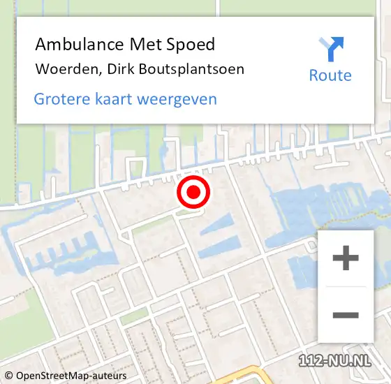 Locatie op kaart van de 112 melding: Ambulance Met Spoed Naar Woerden, Dirk Boutsplantsoen op 6 januari 2018 14:38