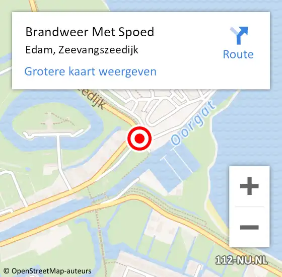 Locatie op kaart van de 112 melding: Brandweer Met Spoed Naar Edam, Zeevangszeedijk op 6 januari 2018 16:46