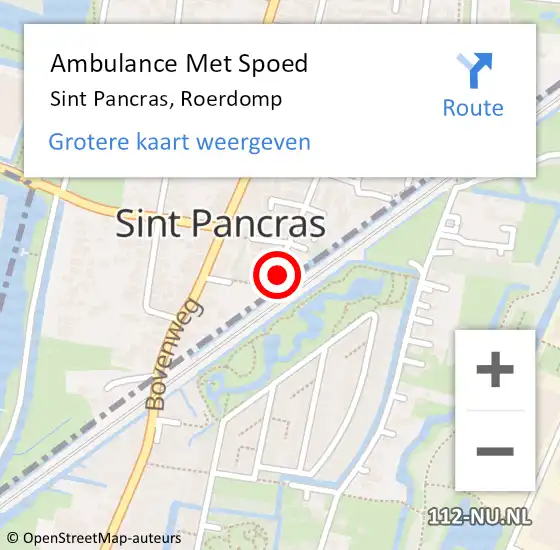 Locatie op kaart van de 112 melding: Ambulance Met Spoed Naar Sint Pancras, Roerdomp op 6 januari 2018 17:36