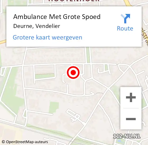 Locatie op kaart van de 112 melding: Ambulance Met Grote Spoed Naar Deurne, Vendelier op 6 januari 2018 17:47