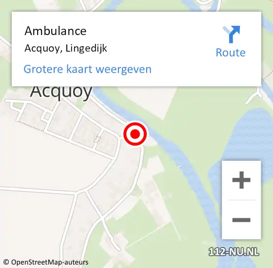 Locatie op kaart van de 112 melding: Ambulance Acquoy, Lingedijk op 6 januari 2018 17:54