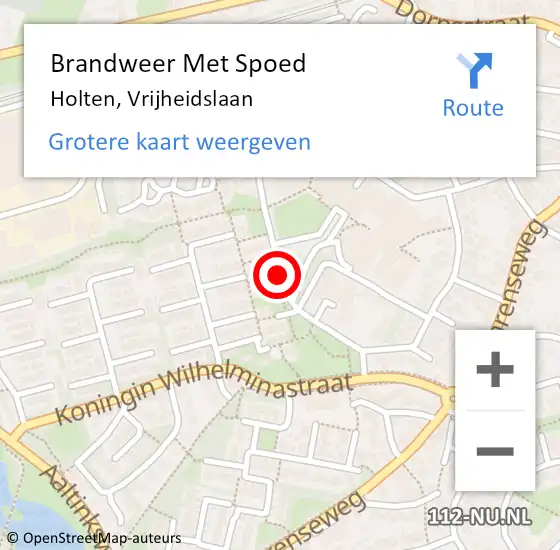 Locatie op kaart van de 112 melding: Brandweer Met Spoed Naar Holten, Vrijheidslaan op 6 januari 2018 18:06